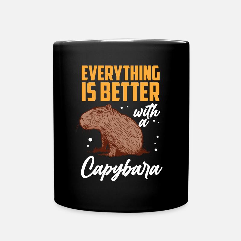 Capybara alt bedre med capybara - Ensfarvet krus - sort