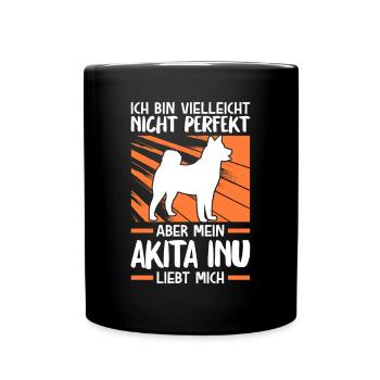 Mein Akita Inu liebt mich japanischer Spitz - Tasse einfarbig - Schwarz - Vorne