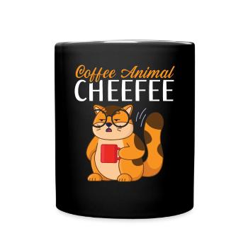 Kaffeetier Cheefee Koffein Trinker Gepard - Tasse einfarbig - Schwarz - Vorne