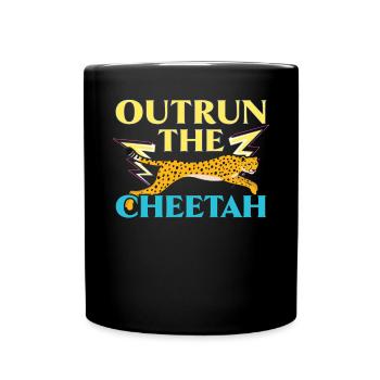 Outrun The Cheetah Wildlife Animal Zookeeper - Full Colour Mug - black - Front