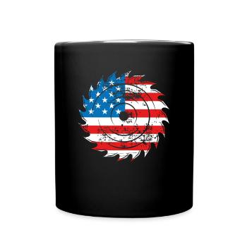 USA flag in a saw - Full Colour Mug - black - Front