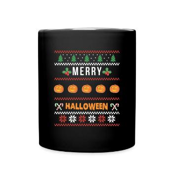 Merry Halloween Ugly Christmas Shirt - Tasse einfarbig - Schwarz - Vorne