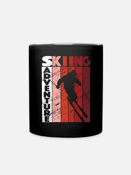 Ski -Abenteuer Ski Winter Sport im Freien - Tasse einfarbig - Schwarz