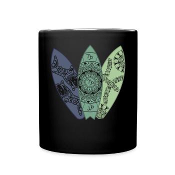 Fischfische Zodiakzeichen Surfboard -Surfenhorosko - Tasse einfarbig - Schwarz - Vorne