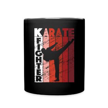Karate Fighter Kick Retro Martial Arts - Tasse einfarbig - Schwarz - Vorne