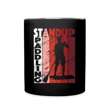 Stand -up -Paddel -Retro -Paddel -Paddelboard - Tasse einfarbig - Schwarz - Vorne
