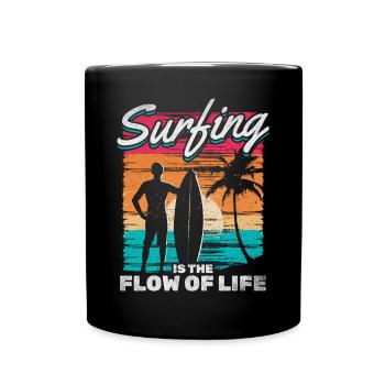 Surfing Is The Flow Of Life - Full Colour Mug - black - Front