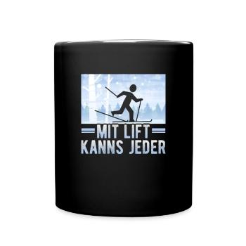Langläufer Biathlon Skilangläufer - Tasse einfarbig - Schwarz - Vorne