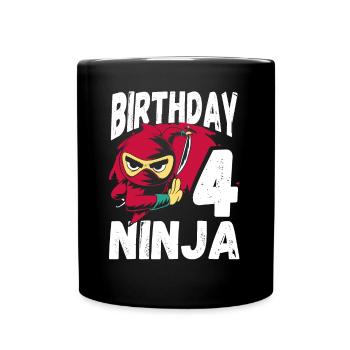 Cool Ninja for 4th Birthday - Full Colour Mug - black - Front