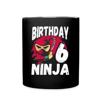 Cool Ninja for your 6th birthday - Full Colour Mug - black - Front