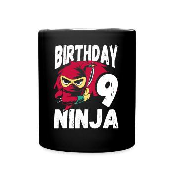 Cool Ninja for your 9th birthday - Full Colour Mug - black - Front