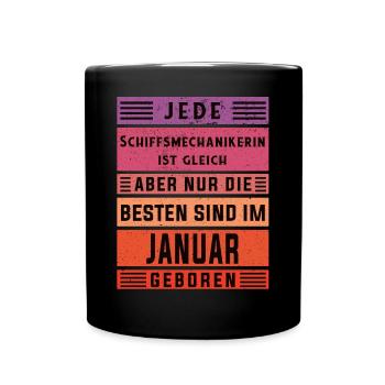 Motorenwärter Geburtstag Januar geboren - Tasse einfarbig - Schwarz - Vorne