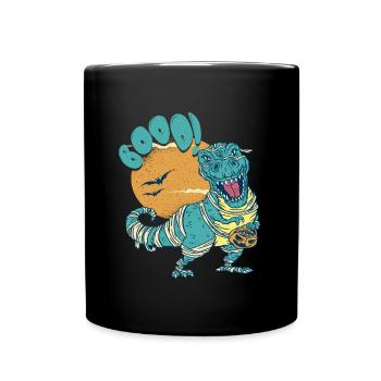 Dinosaur Trex Dino Pumpkins Moon Boys - Full Colour Mug - black - Front