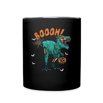 Dinosaur Trex Dino Pumpkins Moon Boys - Full Colour Mug - black - Front
