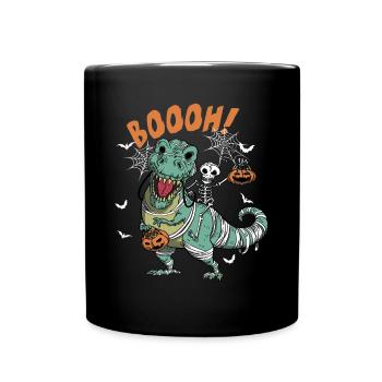 Dinosaur Trex Dino Pumpkins Moon Boys - Full Colour Mug - black - Front