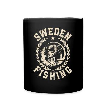 Sweden Fishing Angler Fishing Tour - Full Colour Mug - black - Front