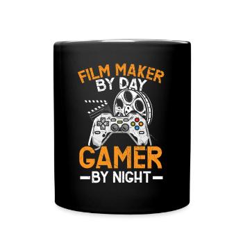 Filmmaker By Day Gamer By Night Filmmaking Gaming - Full Colour Mug - black - Front