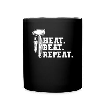 Hitze. Schlagen. Wiederholen. - Schmied Schmiede - Tasse einfarbig - Schwarz - Vorne