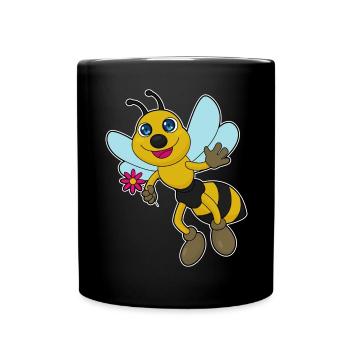 Biene Blume - Tasse einfarbig - Schwarz - Vorne