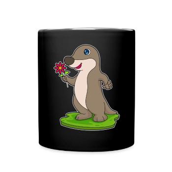 Otter Blume - Tasse einfarbig - Schwarz - Vorne
