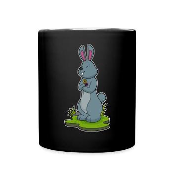 Hase Blumen - Tasse einfarbig - Schwarz - Vorne