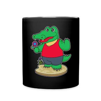 Krokodil Blumen - Tasse einfarbig - Schwarz - Vorne