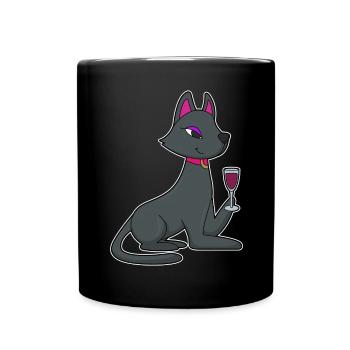 Vin rouge Cat - Mug uni - noir - Devant