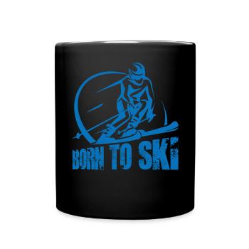 Born to ski / Schnee, Winter - Tasse einfarbig - Schwarz - Vorne