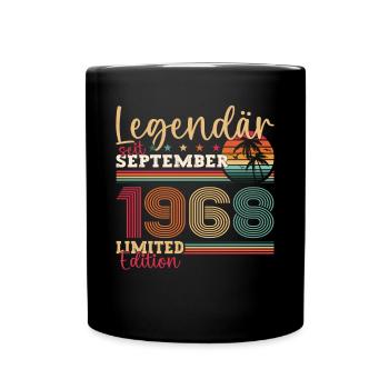 Legendär September 1968 54. Geburtstag Geschenk - Tasse einfarbig - Schwarz - Vorne