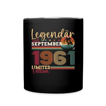 Legendär September 1961 61. Geburtstag Geschenk - Tasse einfarbig - Schwarz - Vorne