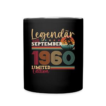 Legendär September 1960 62. Geburtstag Geschenk - Tasse einfarbig - Schwarz - Vorne