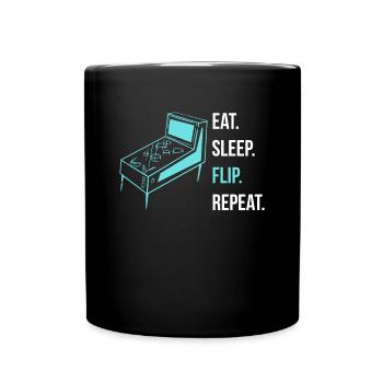 Eat Sleep Flip Repeat Pinball Shirt Cadeau - Mug uni - noir - Devant