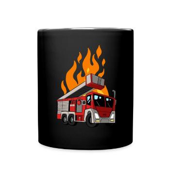 Feuerwehr Feuerwehrauto Feuer - Tasse einfarbig - Schwarz - Vorne