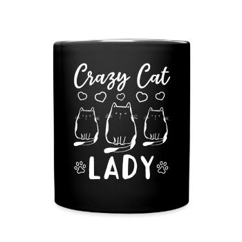 Cat Mama Cute Cat Lover - Crazy Cat Lady - Tasse einfarbig - Schwarz - Vorne