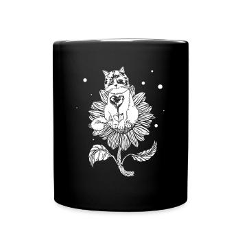 Cat Sunflower - Cute Cat Lover House Cat Owner - Tasse einfarbig - Schwarz - Vorne