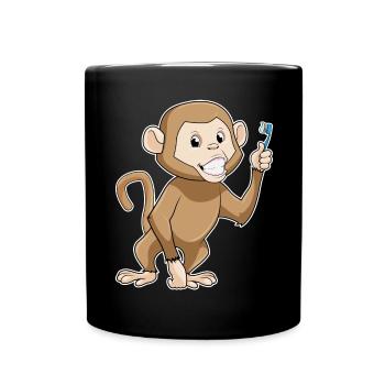 Monkey Toothbrush - Full Colour Mug - black - Front