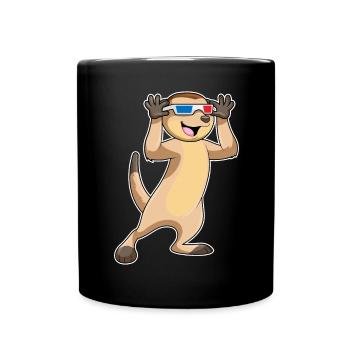 Erdmännchen Brille - Tasse einfarbig - Schwarz - Vorne