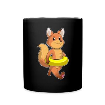 Fuchs Schwimmen Schwimmring Sommer - Tasse einfarbig - Schwarz - Vorne