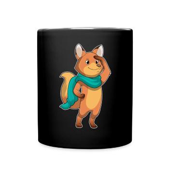 Fox Scarf - Full Colour Mug - black - Front