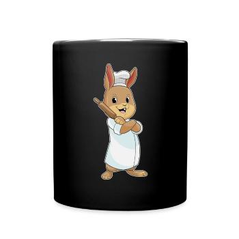 Rabbit as a baker with rolling pin - Full Colour Mug - black - Front