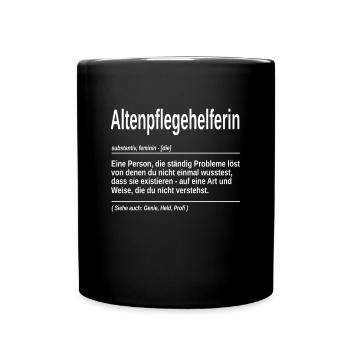 Altenpflegerhelferin mit Herz Bedeutung Tolles - Tasse einfarbig - Schwarz - Vorne