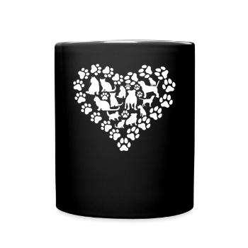 Chat Chien Coeur Amoureux des chiens Propriétaire de chat - Mug uni - noir - Devant