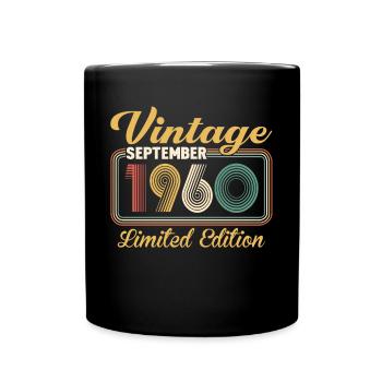 Vintage September 1960 Limited Edition Birthday - Tasse einfarbig - Schwarz - Vorne