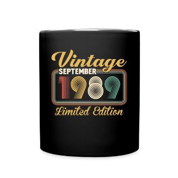 Vintage September 1989 Limited Edition Birthday - Tasse einfarbig - Schwarz - Vorne