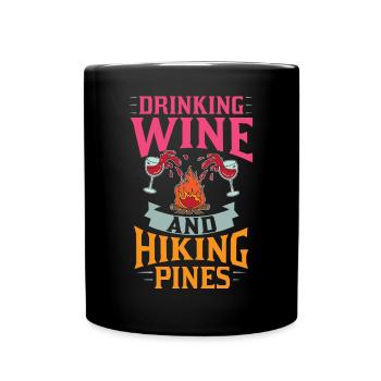 Camping Wine Drinker Beginner Camper Hiking - Full Colour Mug - black - Front
