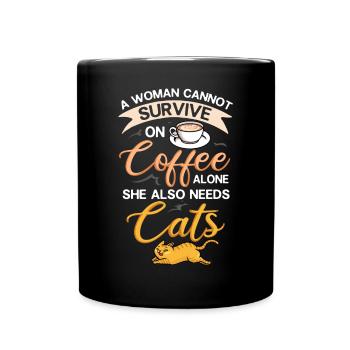 Kaffee Katze Maschine Kätzchen Tasse Bohnen - Tasse einfarbig - Schwarz - Vorne