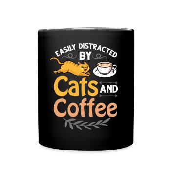 Kaffee Katze Maschine Kätzchen Tasse Bohnen - Tasse einfarbig - Schwarz - Vorne