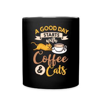 Kaffee Katze Maschine Kätzchen Tasse Bohnen - Tasse einfarbig - Schwarz - Vorne