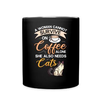 Kaffee Katze Maschine Kätzchen Tasse Bohnen - Tasse einfarbig - Schwarz - Vorne