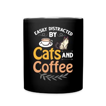 Kaffee Katze Maschine Kätzchen Tasse Bohnen - Tasse einfarbig - Schwarz - Vorne